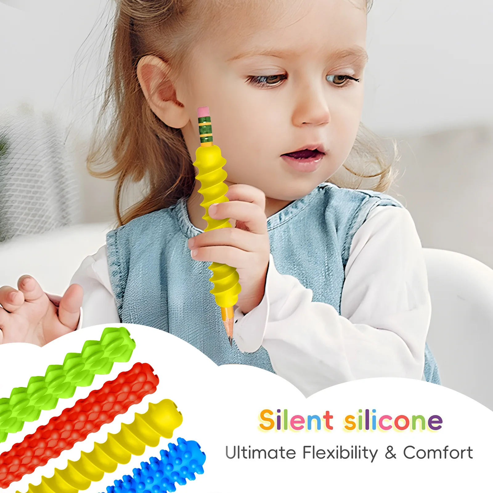 8/4 Pieces of Randomly Assorted Styles, Textured Silicone Pen Grip Covers, Pen Not Included. Sensory Writing Aid Tool, Tactile Aid for Adhd and Autism Anxiety Relief