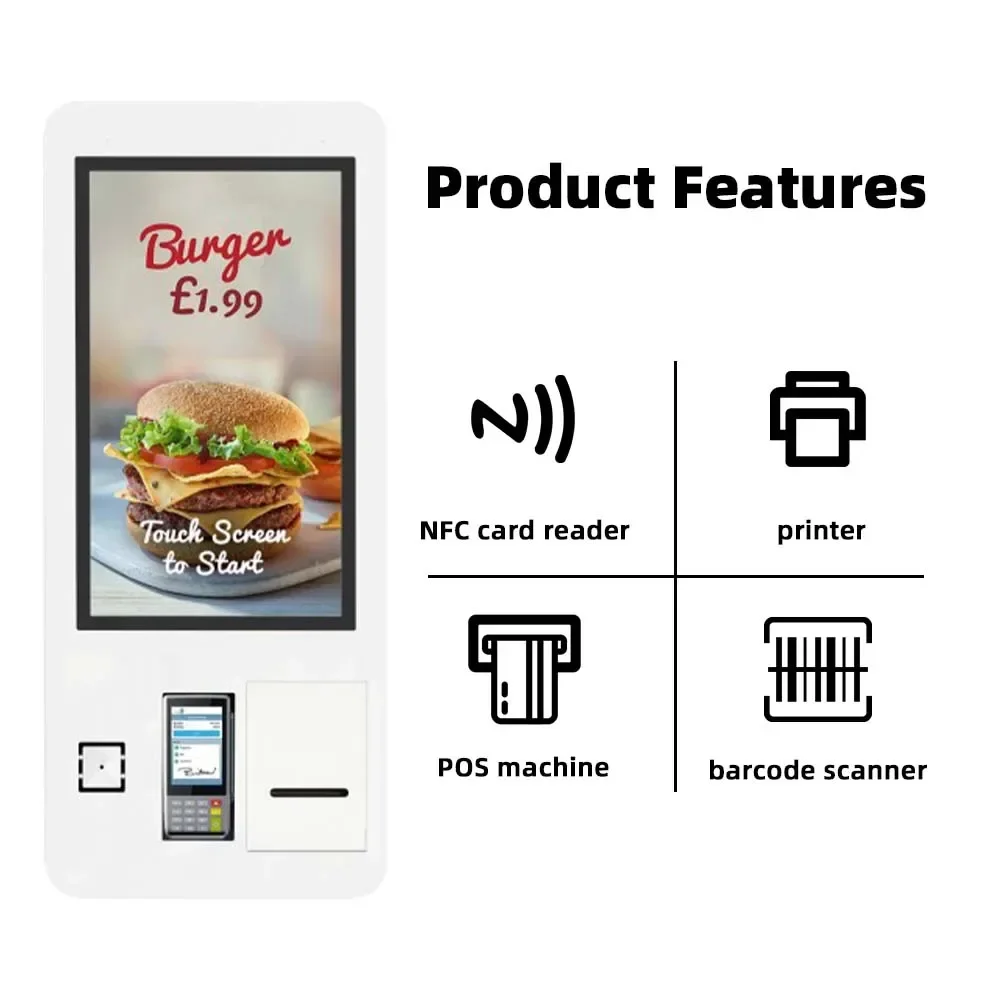 Wall Mount 32 Inch Self Service Order Kiosk POS System for Restaurant
