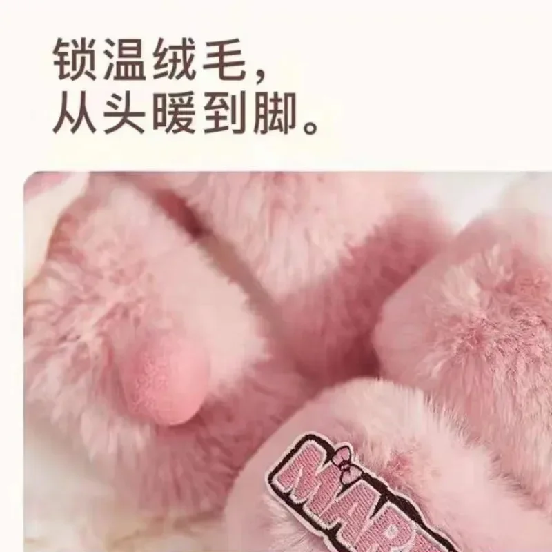 Disney Marie Cartoon Cute Winter Home Slippers Girly Heart Sweet Princess Style Fashion Versatile Non-Slip Warm Cotton Shoes