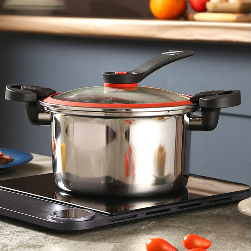 

Скороварка из нержавеющей стали, 6 л, стеклянная крышка, суповая кастрюля с антипригарным покрытием для индукционной плиты, кастрюли для медленного приготовления пищи, кухонный гаджет