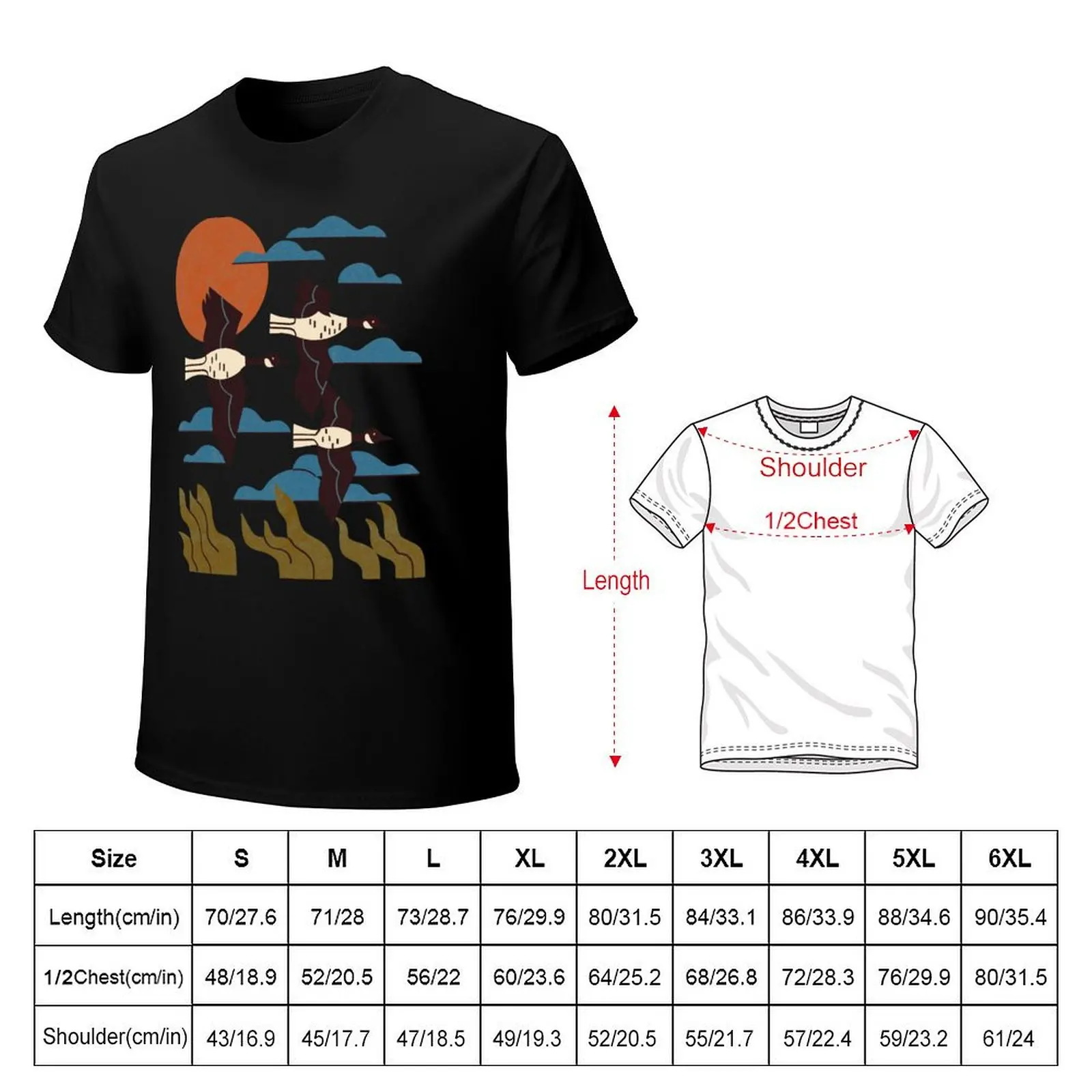 Geese Flying South T-Shirt Casual Everyday Short Sleeve T-Shirt