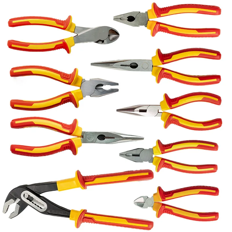 VDE Certified Insulated Wire Cutters Needle Nose Pliers Diagonal Pliers Water Pump Pliers Anti Shock Tools for Home Electrician