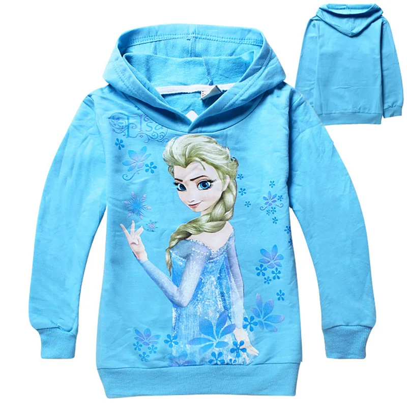 Frozen Girls Hoodies Sweatshirts Cotton 2024 Autumn Kids Clothes Cartoon Frozen Princess Children Hooded Clothing