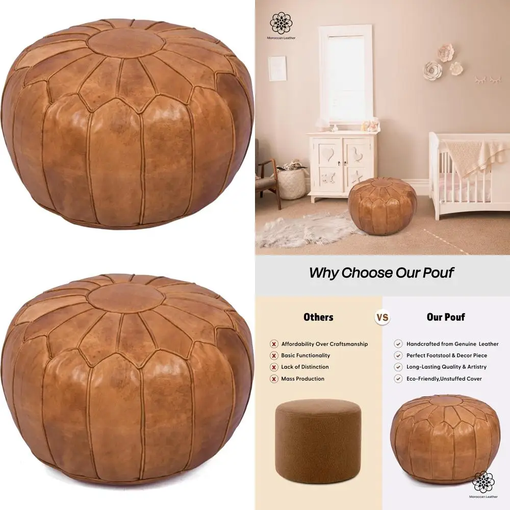 

Boho-Style Unstuffed Pouf Ottoman Cover, Foot Rest for Living Spaces, Perfect Housewarming or Wedding Gift