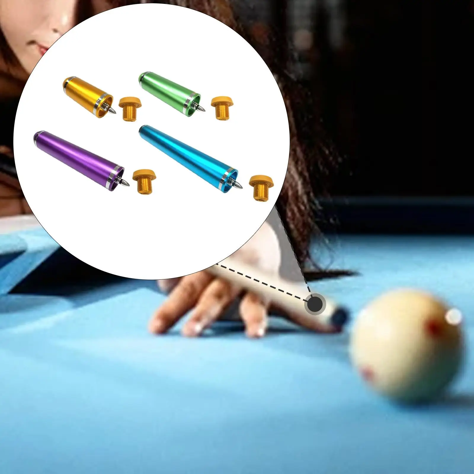 Billiard Cue Extension End Lengthener Compact Parts Billiards Sticks Extension Snooker Cue Extend Tool for Practice Game Room