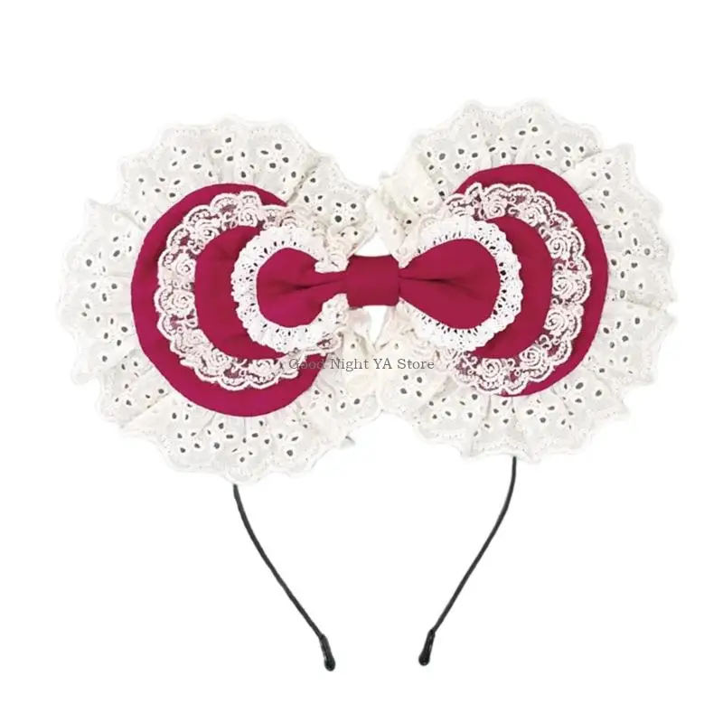  Fashion Bows Hair Band Lace Headbands Sweet Ruffled Headwear Perfect For Photos Parties And Daily Fashion Accessories