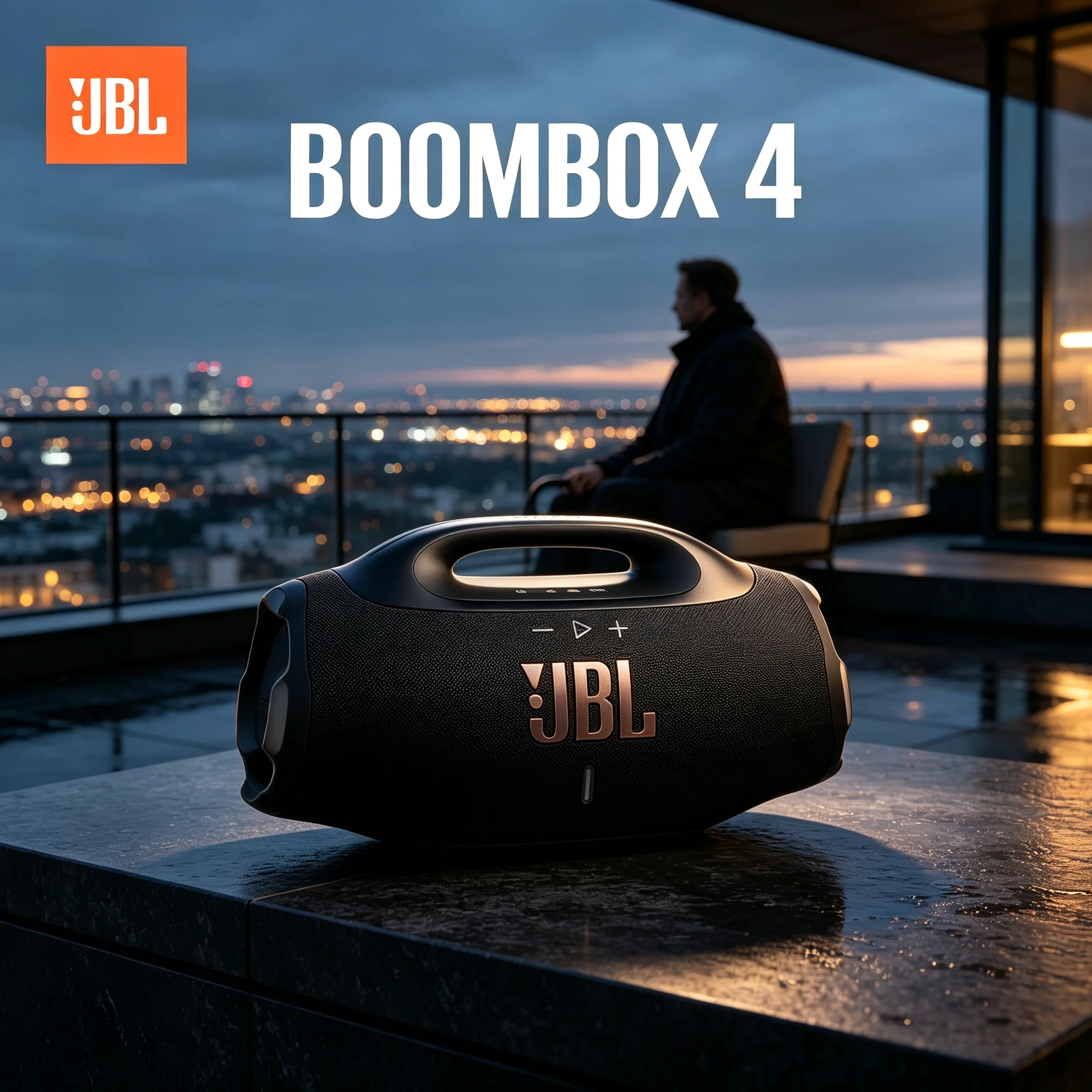 JBL BOOMBOX 4 Heavy Duty Bluetooth Speaker, Auracast Multi-Speaker Sync, RMS Output, Replaceable Battery for Camping Festival