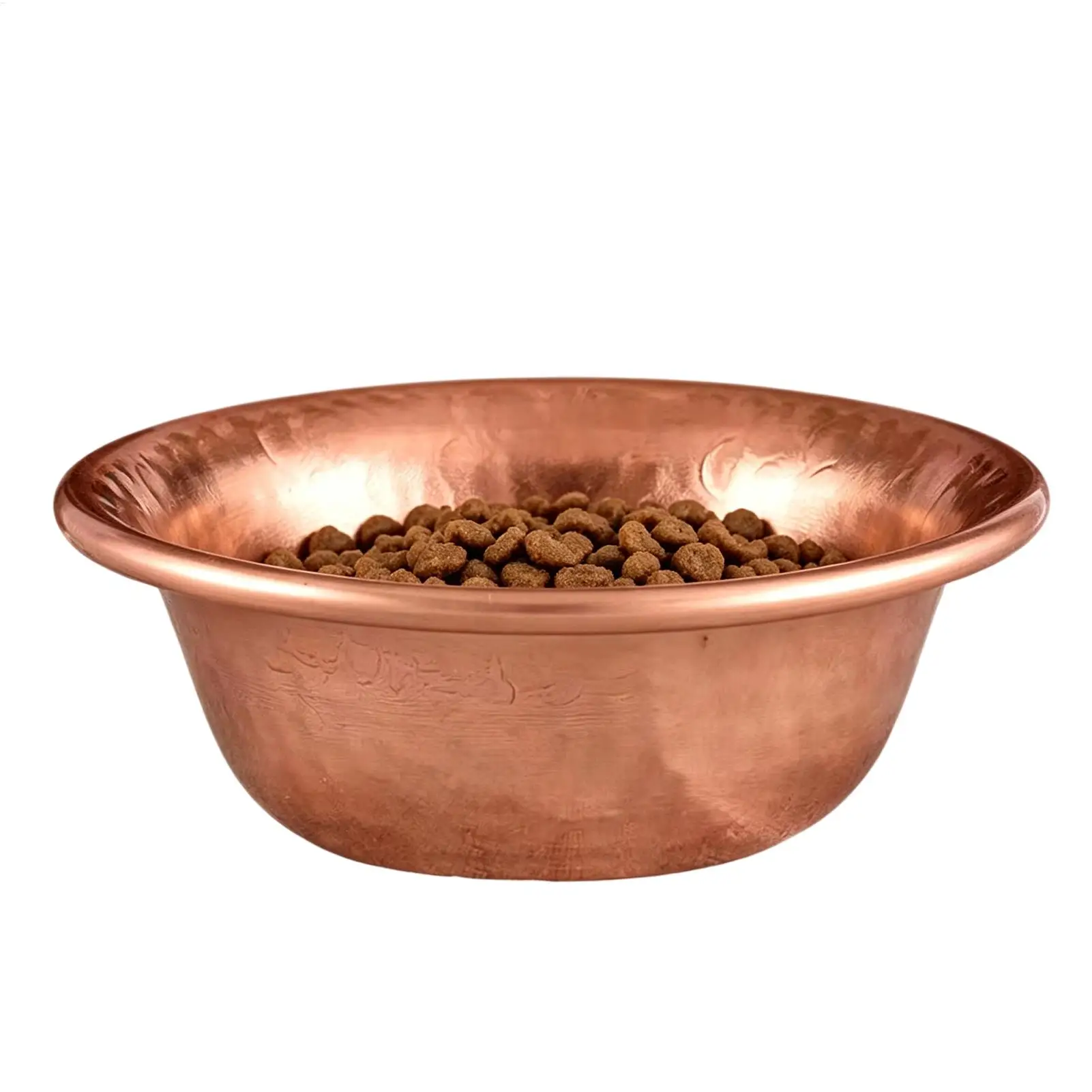 Copper Pet Bowl 11cm Hammered Copper Dog Water Bowl, Stackable No-Coating Wide Metal Pet Food Bowl For Home Kitchen Garden Patio