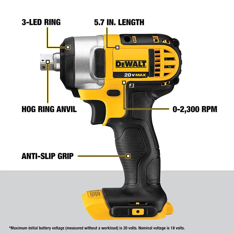 DeWalt-コードレス電気インパクトレンチdcf880,充電式18Vレンチ,1/2インチ,203n,m,オリジナルの電動工具