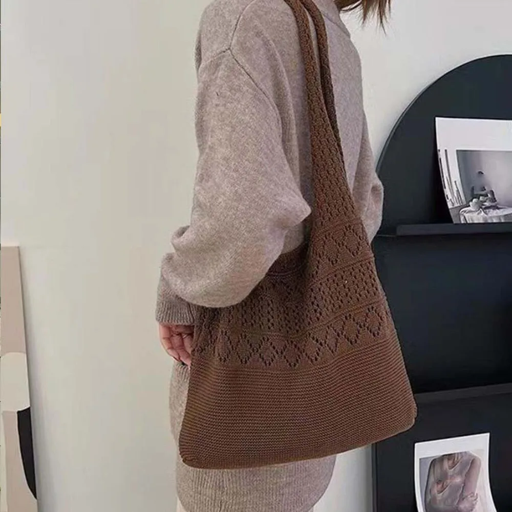 อินเทรนด์หวานทอกระเป๋า Hollow OUT Breathable ช้อปปิ้งฟางกระเป๋าโพลีเอสเตอร์ขนาดใหญ่ความจุ Summer Beach POUCH Storage