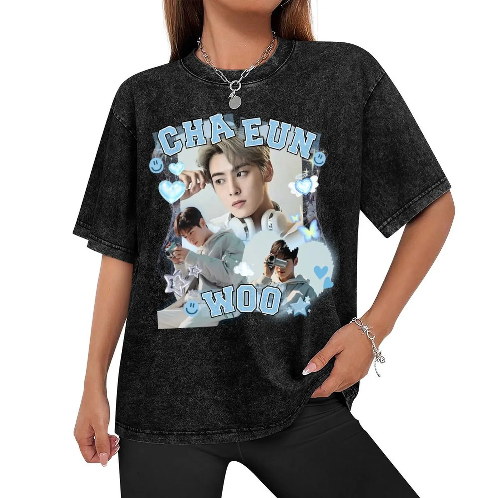 Cha Eun-woo Astro K-pop Kdrama Collage Art T-Shirt man clothes cute clothes mens t shirts top quality