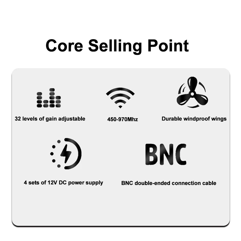 Professional Antenna Amplifier 4 Channel Power Distribution System Ultra Wideband UHF 450-970MHz for Wireless Microphone