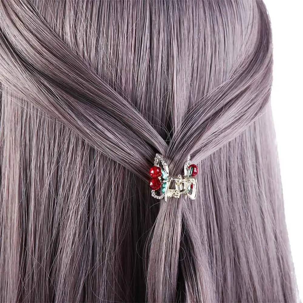 Mini Pinza de agarre de diamante de cristal, garra de pelo de cereza, tocado de estilo coreano, accesorios para el cabello femenino, horquilla de diamantes de imitación