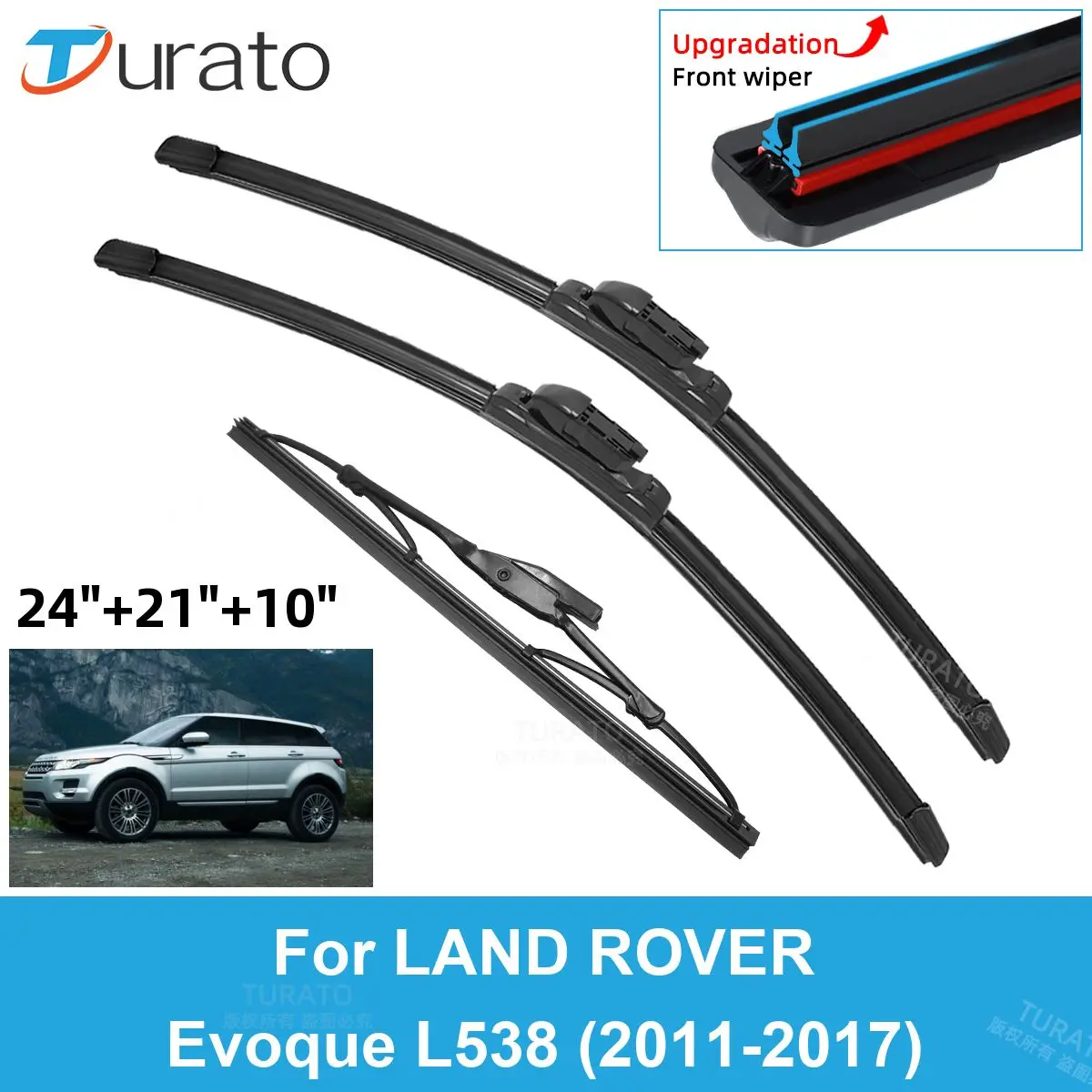 

3PCS Car Wiper Blades for 2011-2017 LAND ROVER Evoque L538 Rear Windshield Wipers Double Rubber Car Accessories 2015 2016 2017