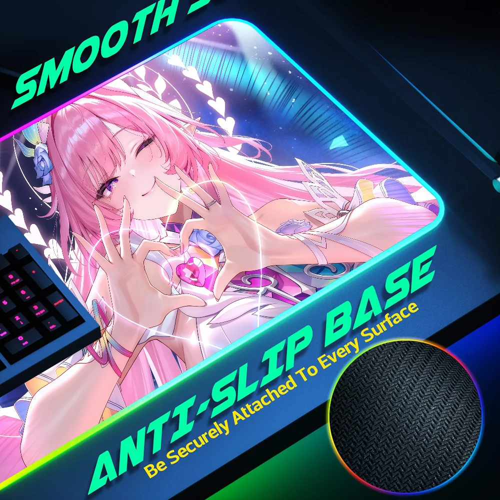 Cyrene Honkai Star Rail Game s Mouse Pad RGB LED Light Non-Slip Rubber Base Waterproof Office PC Home Desk-Mat USB Large Game