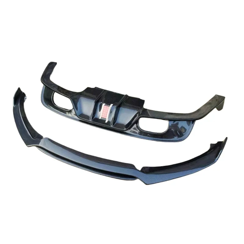 For XELCarbon Fiber Front Bumper Lip Strip LED Rear Diffuser Body Kit Exterior Trim Parts Fit