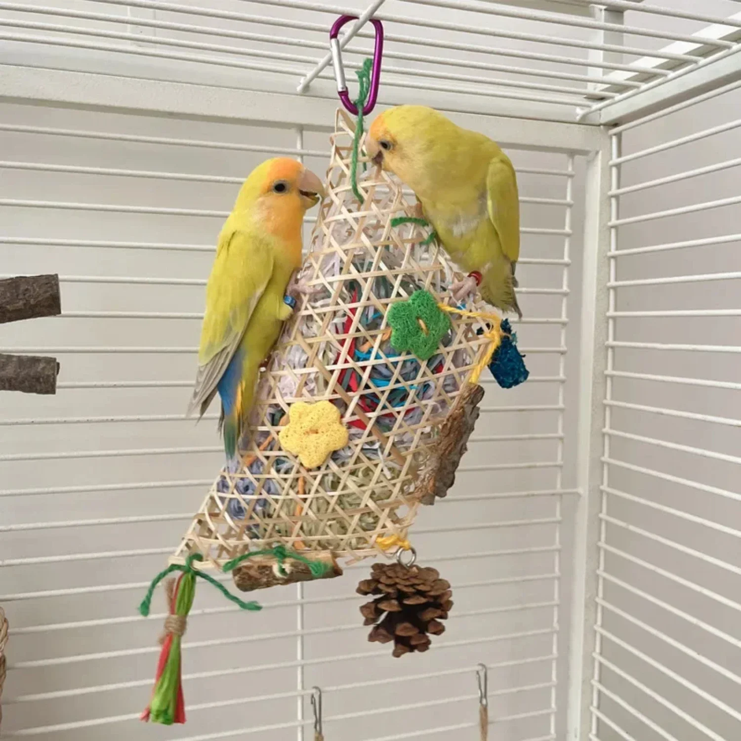 

Colorful and engaging parrot chewing toy woven from bamboo - Vibrant and interactive climbing bird plaything for lovebirds, cock