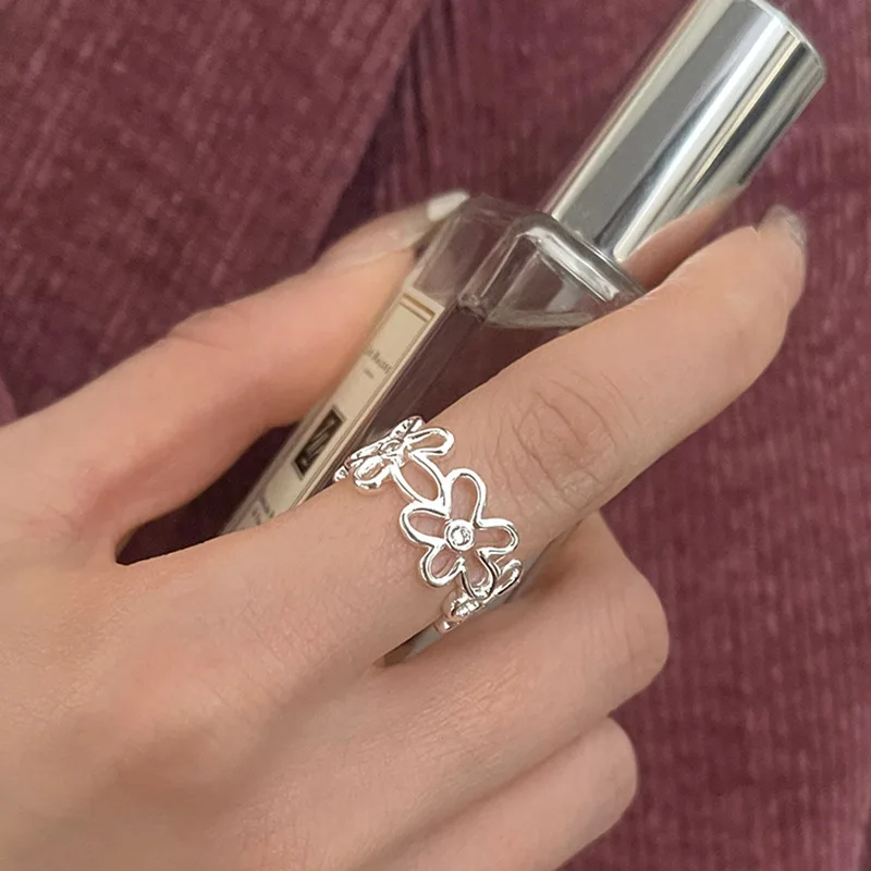 Women's 925 Sterling Silver Vintage Flower Ring, Creative Design