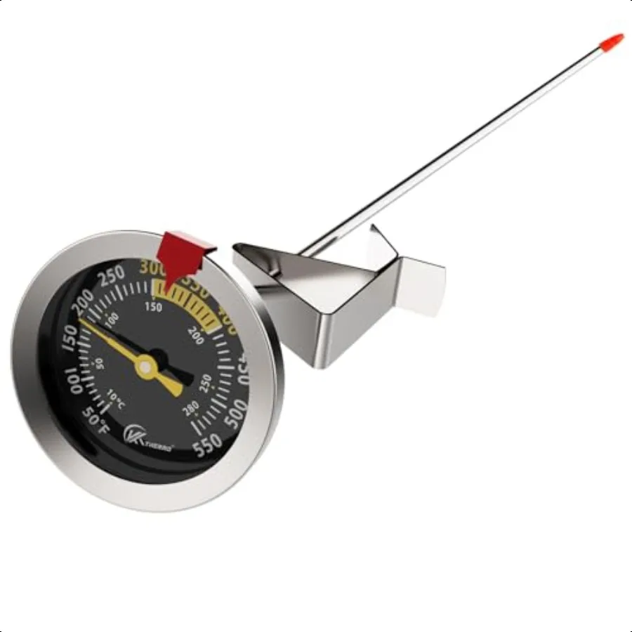 

Масляный термометр для жарки, термометр для конфет с 12-дюймовым стержнем и зажимом для горшка, термометр для мяса с мгновенным считыванием для курильщика, выпечки G