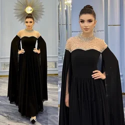 Prom Dress Saudi Arabia   Exquisite High Collar A-line es Rhinestone Vertically Chiffon Customized