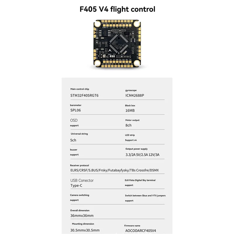 AA87 F475S V4 FPV Stack FC&ESC F405 V4 Flight Controller 75A ESC 3-8S 30.5X30.5Mm For FPV Racing Drone