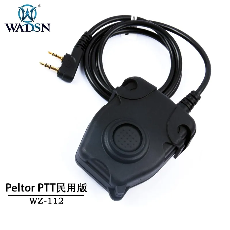 Wadsn Tactical PTT Push-Talk Button Military Headset Comtact Headphone with Motorola Kenwood Icom Midland Plug For Baofeng Radio