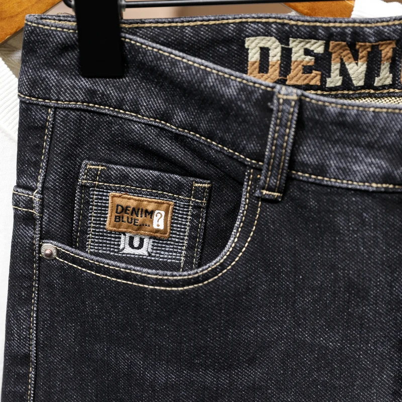 Fashion Designer Men Jeans Retro Black Gray Stretch Slim Fit Vintage Jeans Men Embroidery Casual Leisure Denim Pants Hombre