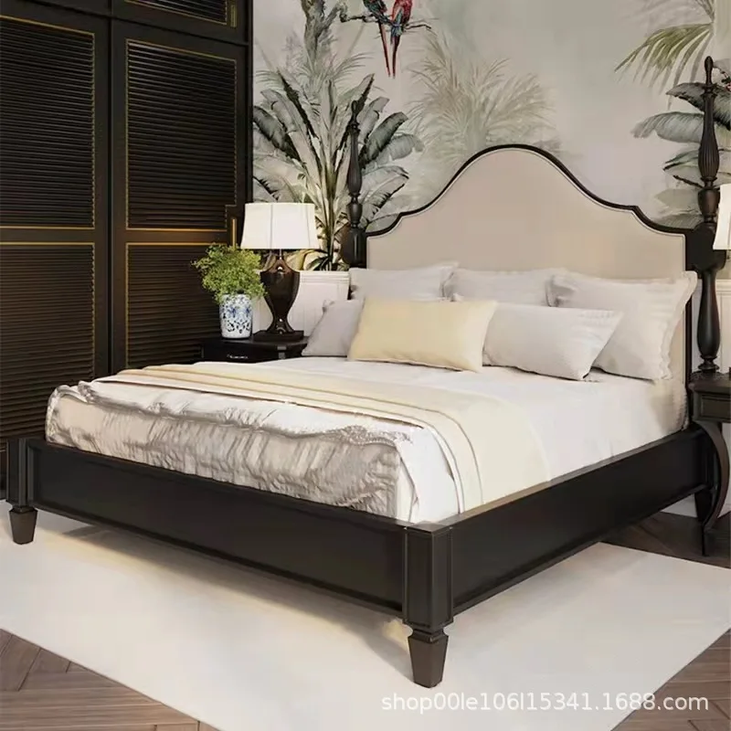 Pilar con respaldo alto, bolsa suave retro, cama doble de tela, dormitorio de hotel, modelo de habitación, cama de Boda de Princesa