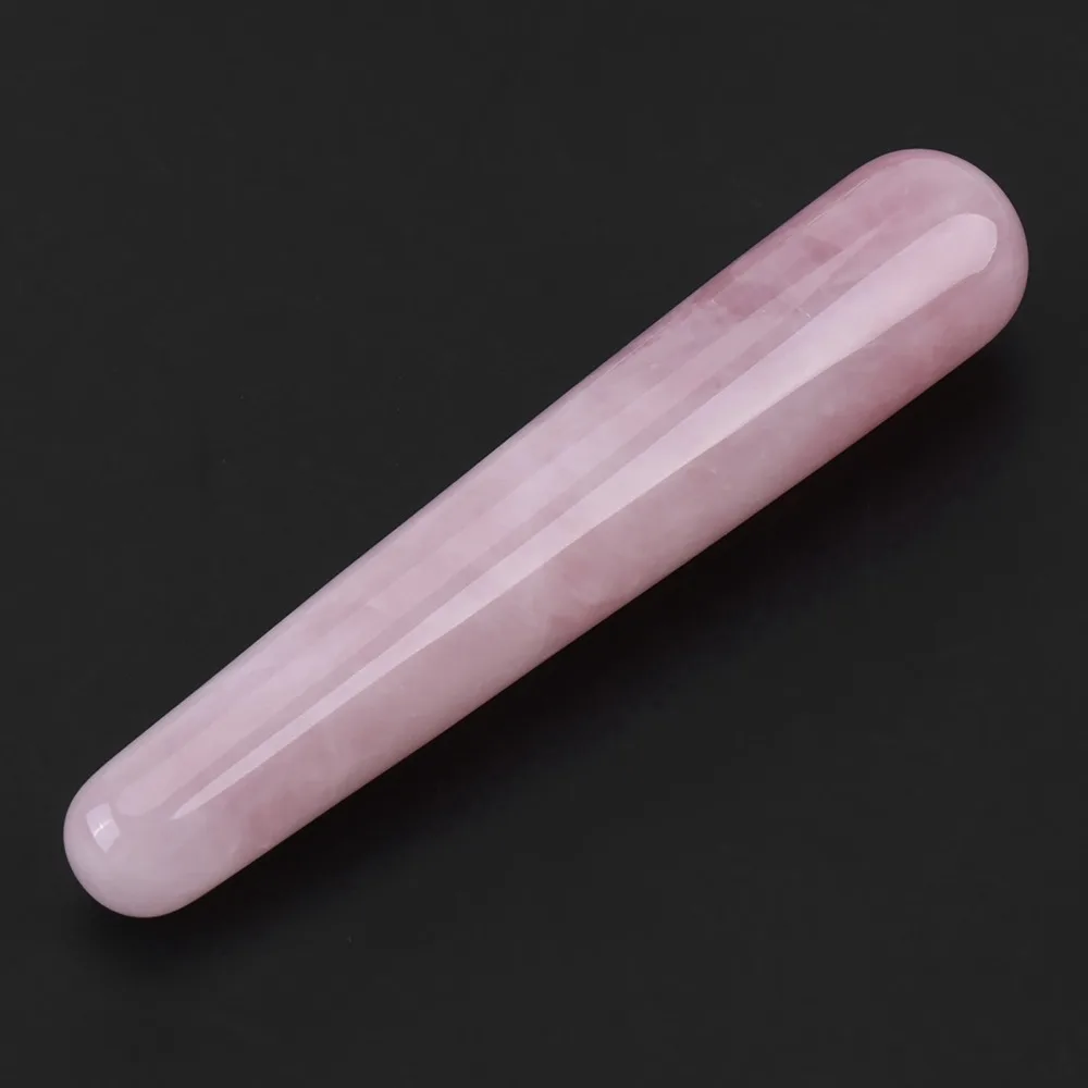 Quartz Crystal Face Massage Wand Smooth Surface Acupressure Massage Stone Wand Pink Crystal Massage Wand Neck Arm Relaxation