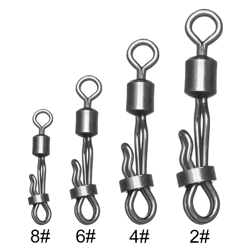 10Pcs 8-Shape Carp Rolling Swivel With Lock Snap Quick Change Ring Carp Fishing Pellet Line Connector Fishing Accessories