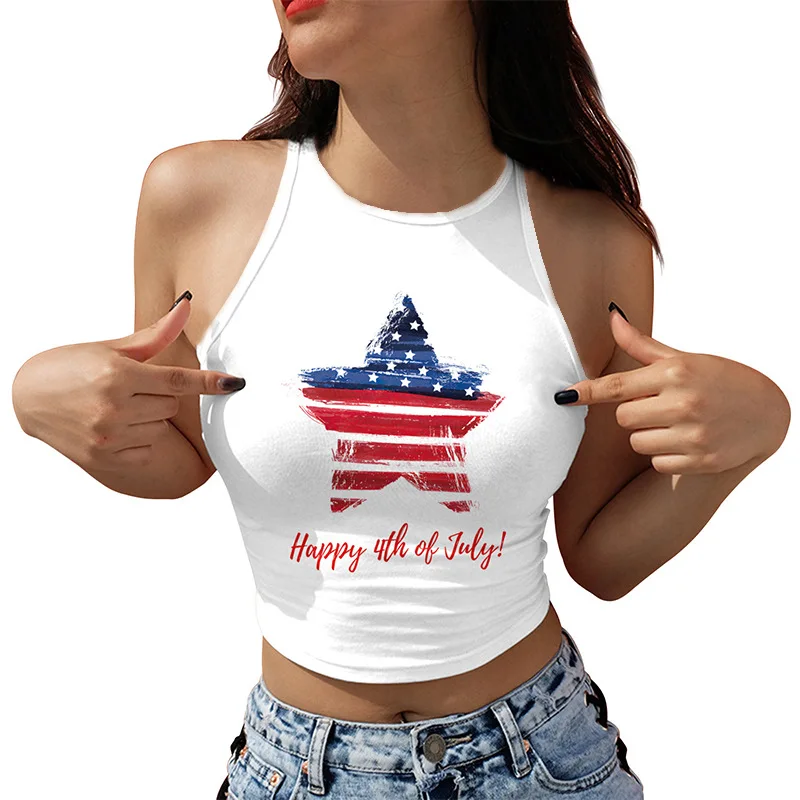 Summer American Flag Amazon Fashion New Outer Sleeveless Bottom Leisure Printed Camisole Tank Top Women