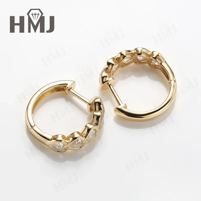 Ohrringe mit Laborgezüchteten Diamanten und Edelsteinen, Fünf-Herzen-Design, 10K 14K 18K Gold 925 Silber, Jubiläums- und Geburtstagsgeschenk, Hypoallergene Charms – Detail 5