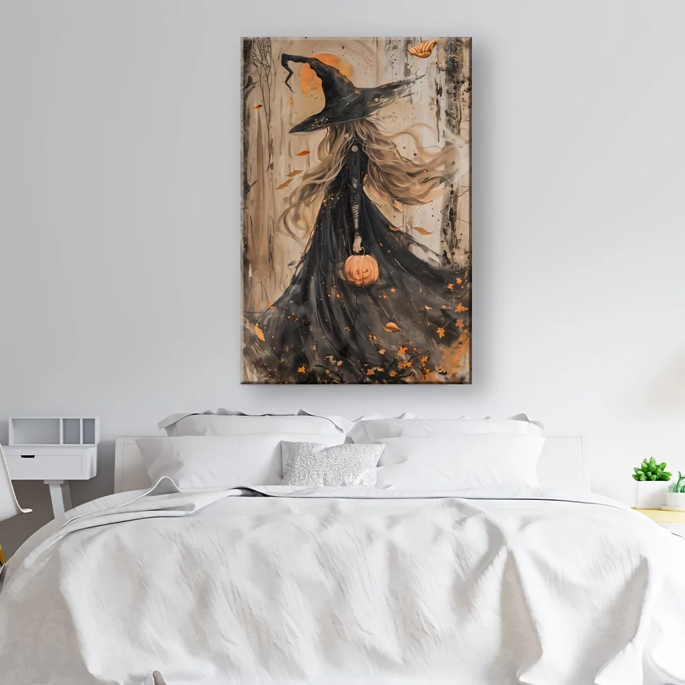 1 قطعة قماش ساحرة للخريف بإطار من الصنوبر |   موضوع الغابة الغامضة |   غرفة المعيشة/غرفة النوم/الممر ديكور الهالوين