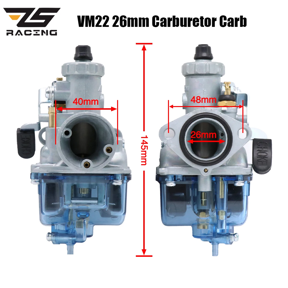 ZS Racing VM22 26mm Carburetor Carb for Predator 212cc 196cc Coleman CT200U BT200X KT196 GX160 GX200