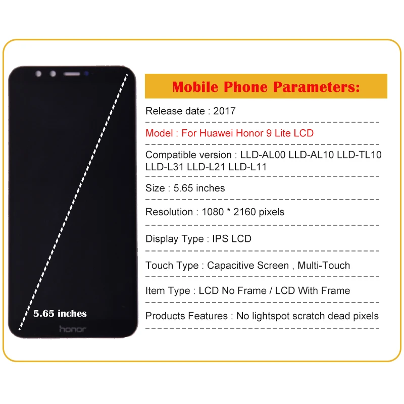 Display For Huawei Honor 9 Lite LCD Display With Frame Touch Screen Assembly Honor 9 Lite LLD-L31/L21/L11/AL0 Screen Replacement