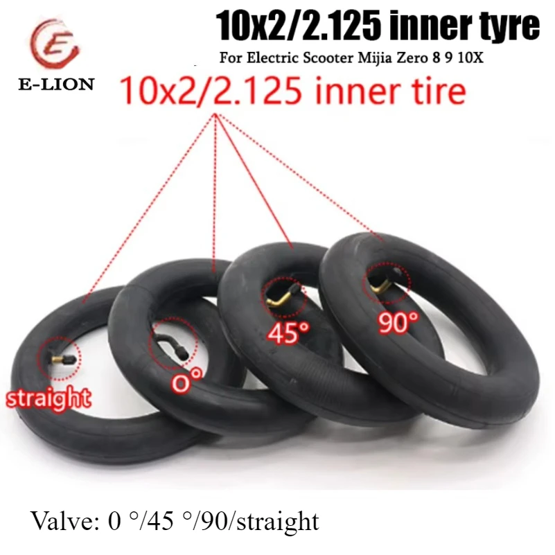 1/2/5pcs/10pcs 10inch 10x2/2.125 Tube Valve: 0 °/45 °/90/straight 10x2 Camera for Electric Scooter Balance Car Accessories