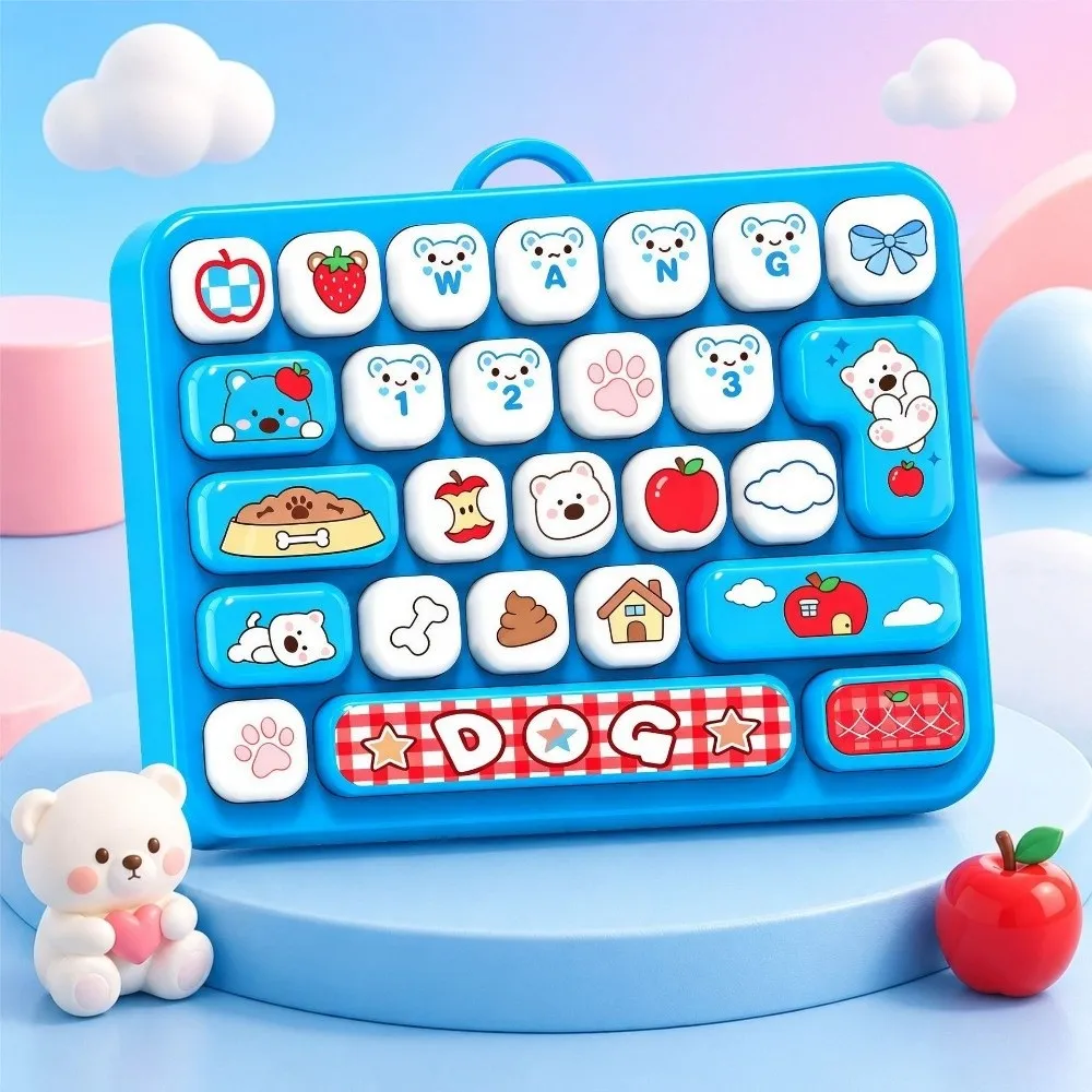 Mini 26 Keys Keyboard Keychain Animals Cartoon Keyboard Clicker Keychain Relaxed Portable Sensory Clicker Office Use