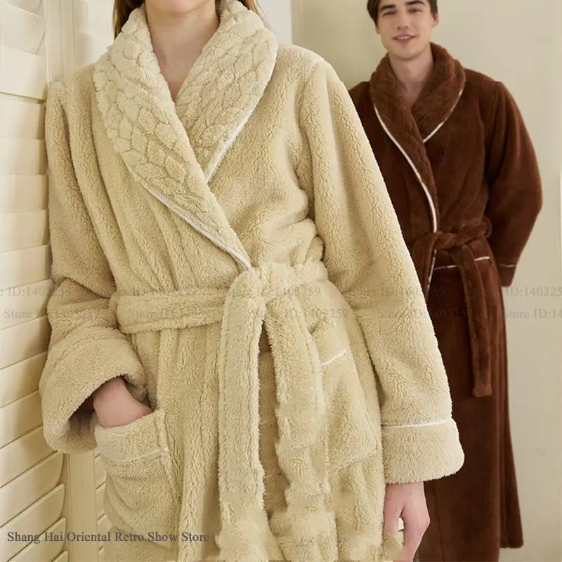 Jesień zima zagęścić szata mężczyźni Kimono szlafrok koszula nocna ciepłe flanelowe męskie bielizna nocna intymna bielizna Plus rozmiar Homewear