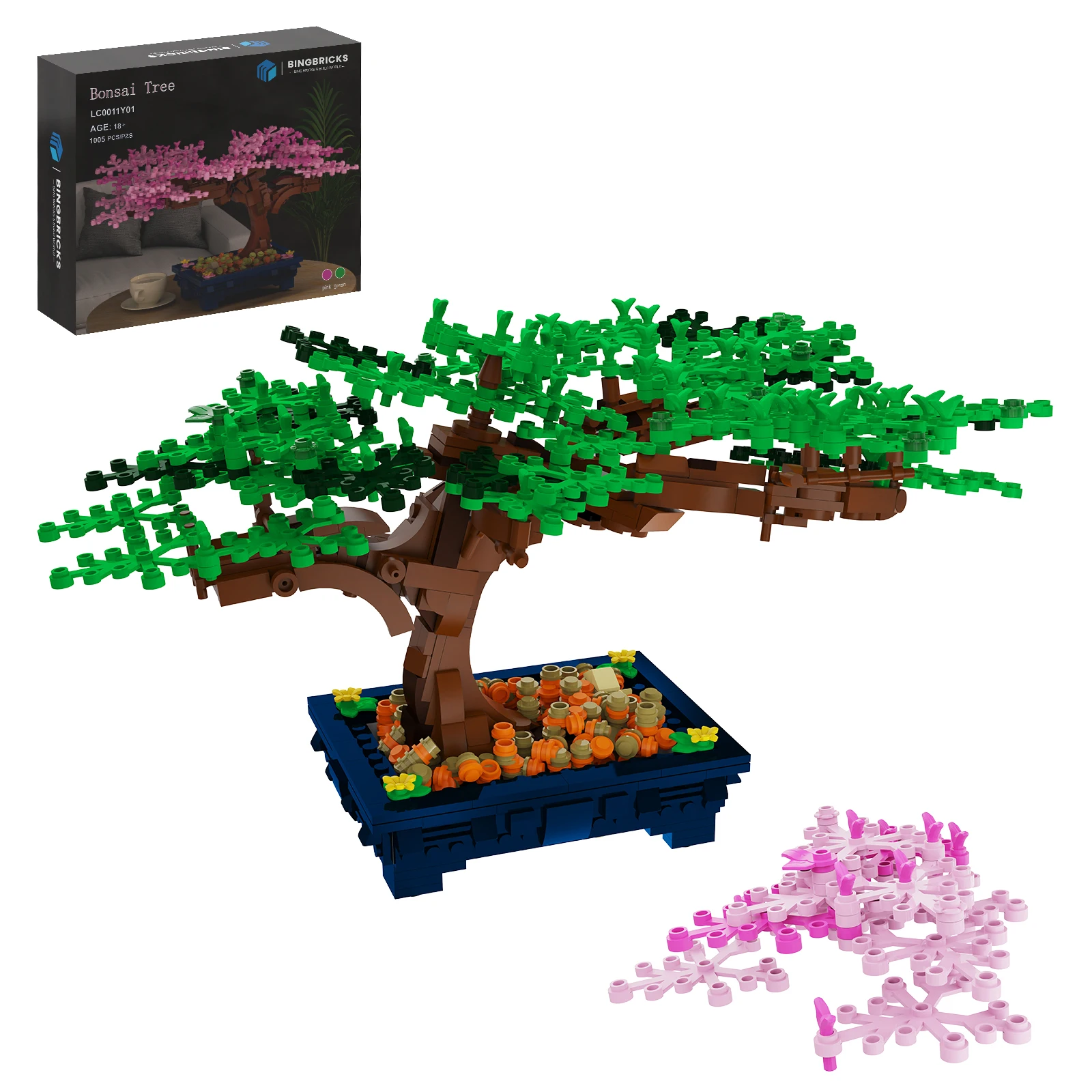 مجموعة بناء شجرة بونساي 817 قطعة |   تصميم نباتي واقعي للبالغين (ديكور لتخفيف التوتر) والأطفال (لعبة تعليمية)
