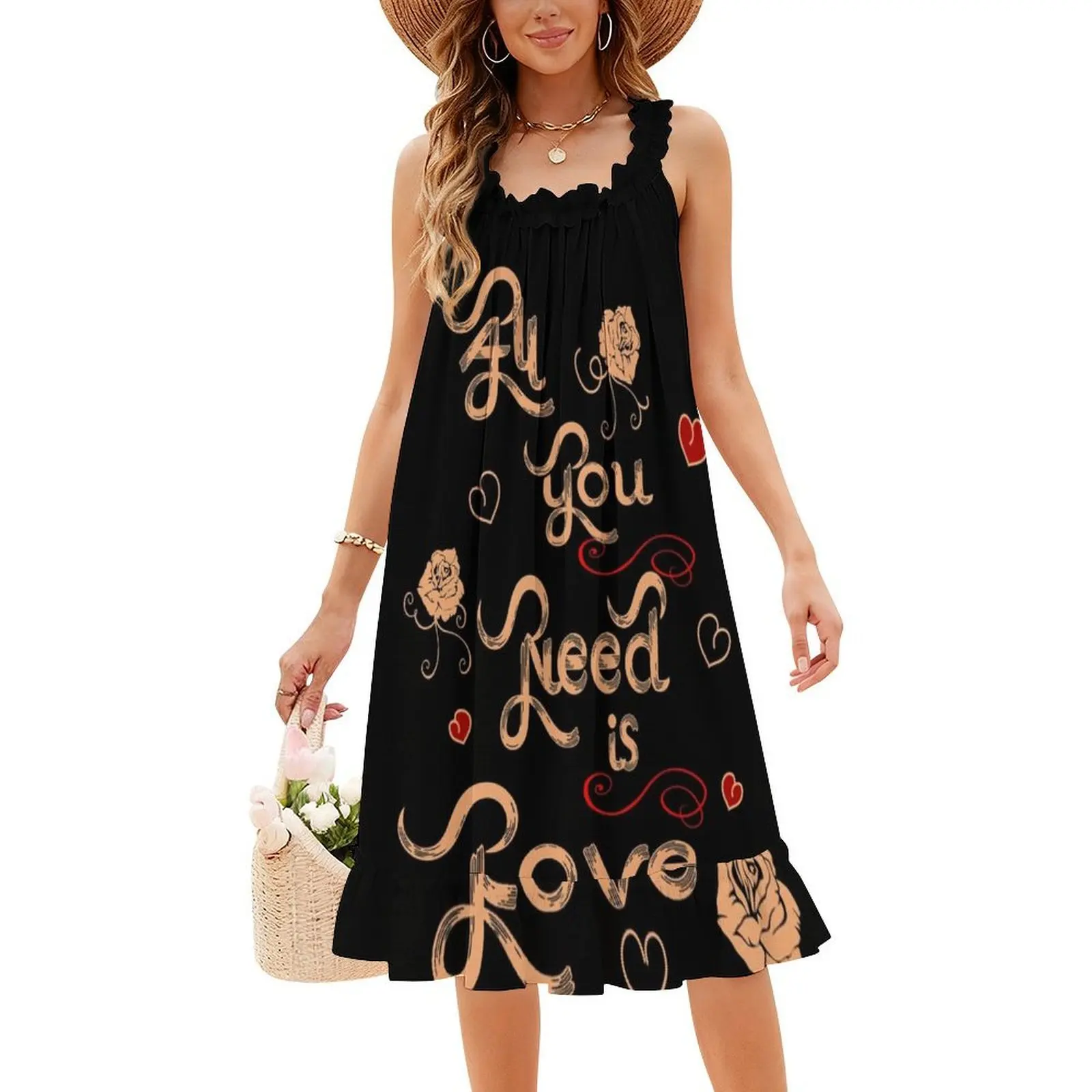 كل ما تحتاجه هو الحب فستان كاجوال على الطراز الكوري للنساء فساتين سيدة المكتب اليومية البسيطة الحب صديق الصداقة الشراكة #4