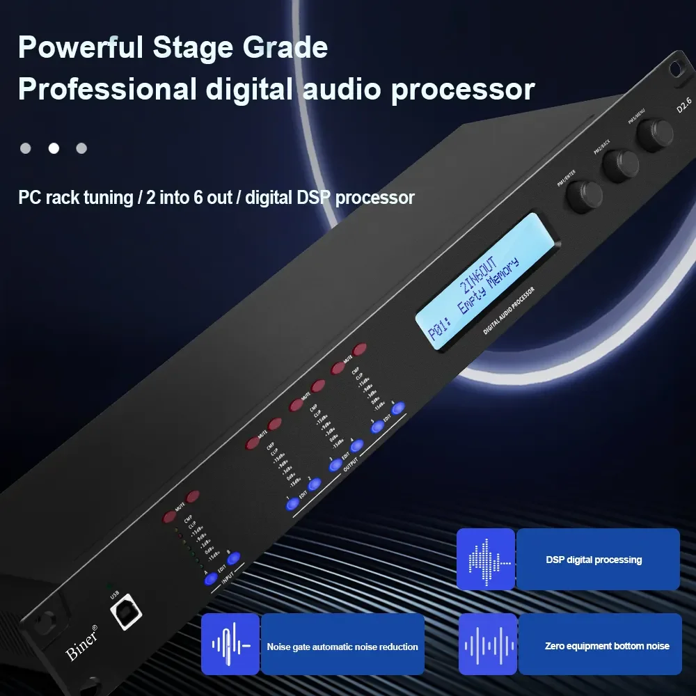 Biner-procesador de audio dsp profesional DSP260, mezclador de efectos de audio de eco digital dsp