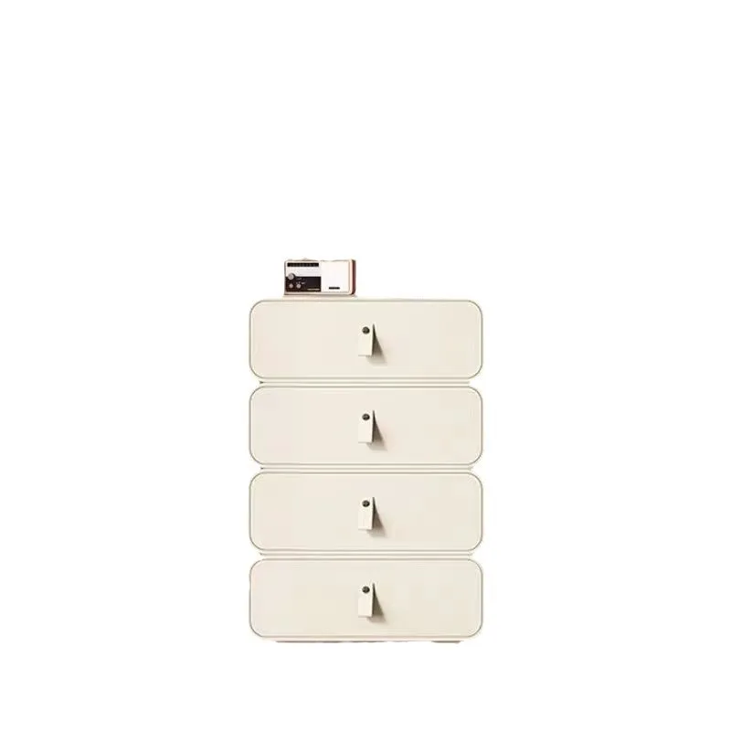 Cream wind solid wood storage cabinet simple and fully assembled four-bucket chest of drawers living room bedroom wall drawer ca