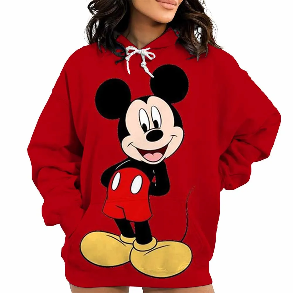 Retro herfsthoodies voor mannen en vrouwen bedrukte Mickey Mouse-patronen Street Style Street-vest met capuchon en lange mouwen