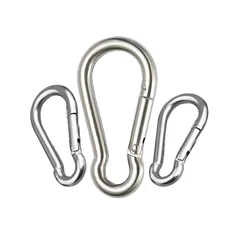 4 PCS Multifunctional Stainless Steel Carabiner With Clip  Large  Durable Climbing Hook  Buckle Key Ring  Bike Travel Decoration