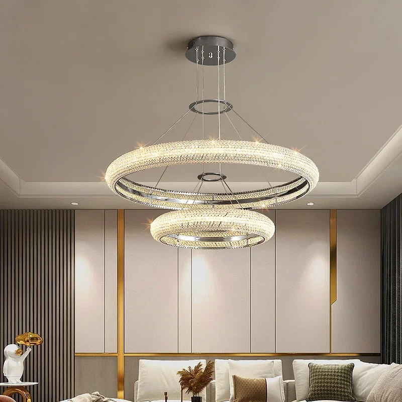 Imagem -02 - Nordic Luxury Crystal Chandelier Chrome Light Pendurado Lâmpada Luzes de Teto Led para Quarto Sala de Jantar Sala de Estar