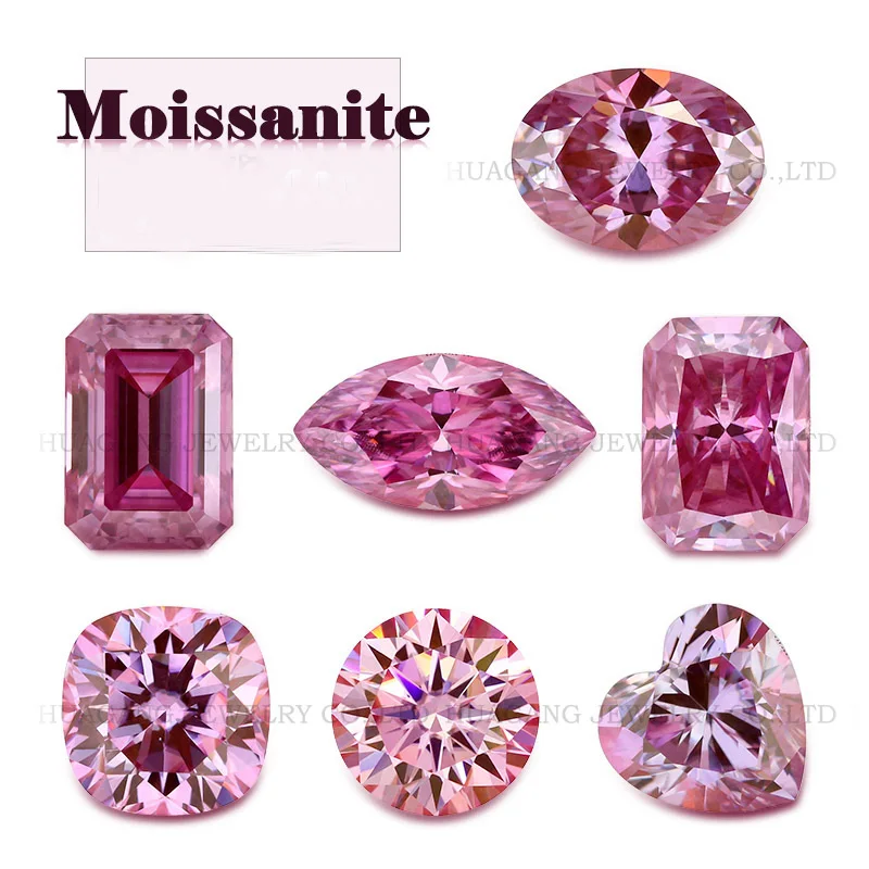 Synthetic Gems Pink Moissanite Diamond Stone 0.5ct-3ct D Color Loose Gemstones Passed Tester