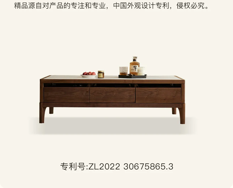 LMM solid wood rectangular household living room rock slab coffee table TV cabinet combination light luxury