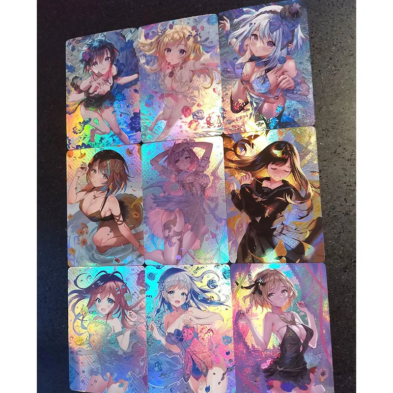 

9Pcs/set Self Made Goddess Story Anime Heroine Refraction Color Flash Card Kawaii Anime Peripheral Collection Card Gift Toys