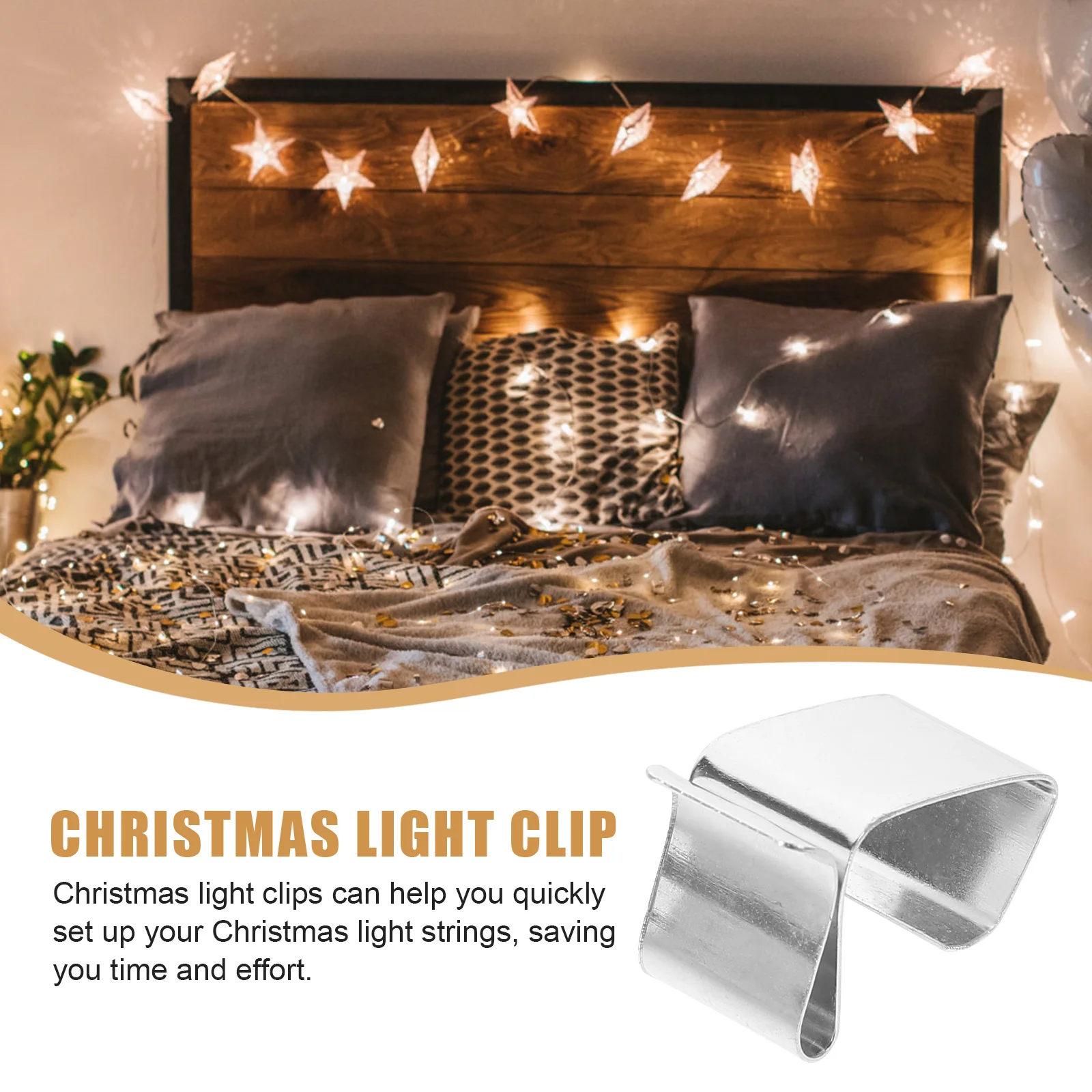 

50Pcs Christmas Light Clip Metal Gutter Clip Outdoor Light Hangers Waterproof Rust-Resistant for LED Lights Gutter Clips