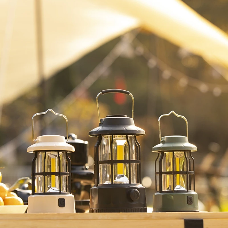 New Retro Camping Lantern Portable USB-C Rechargeable Outdoor Tent Light Gift for Camper